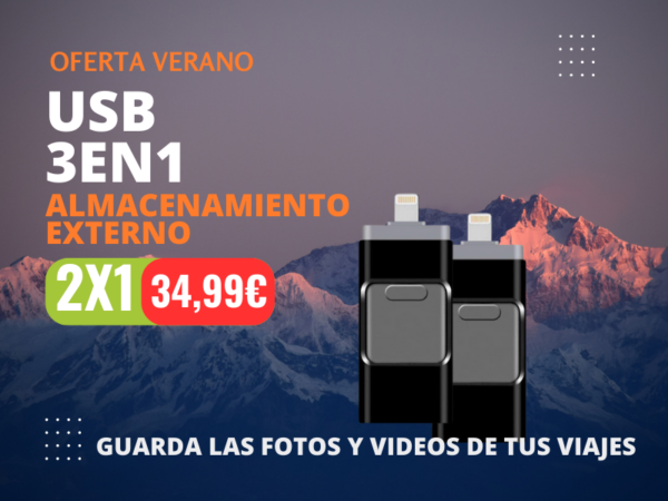 2X1 - USB ALMACENAMIENTO EXTERNO 3EN1 - 32GB+32GB